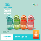 Quencha 500ML Kids Travel Water Bottle Built-in Straw Dual Spout Leak-Proof