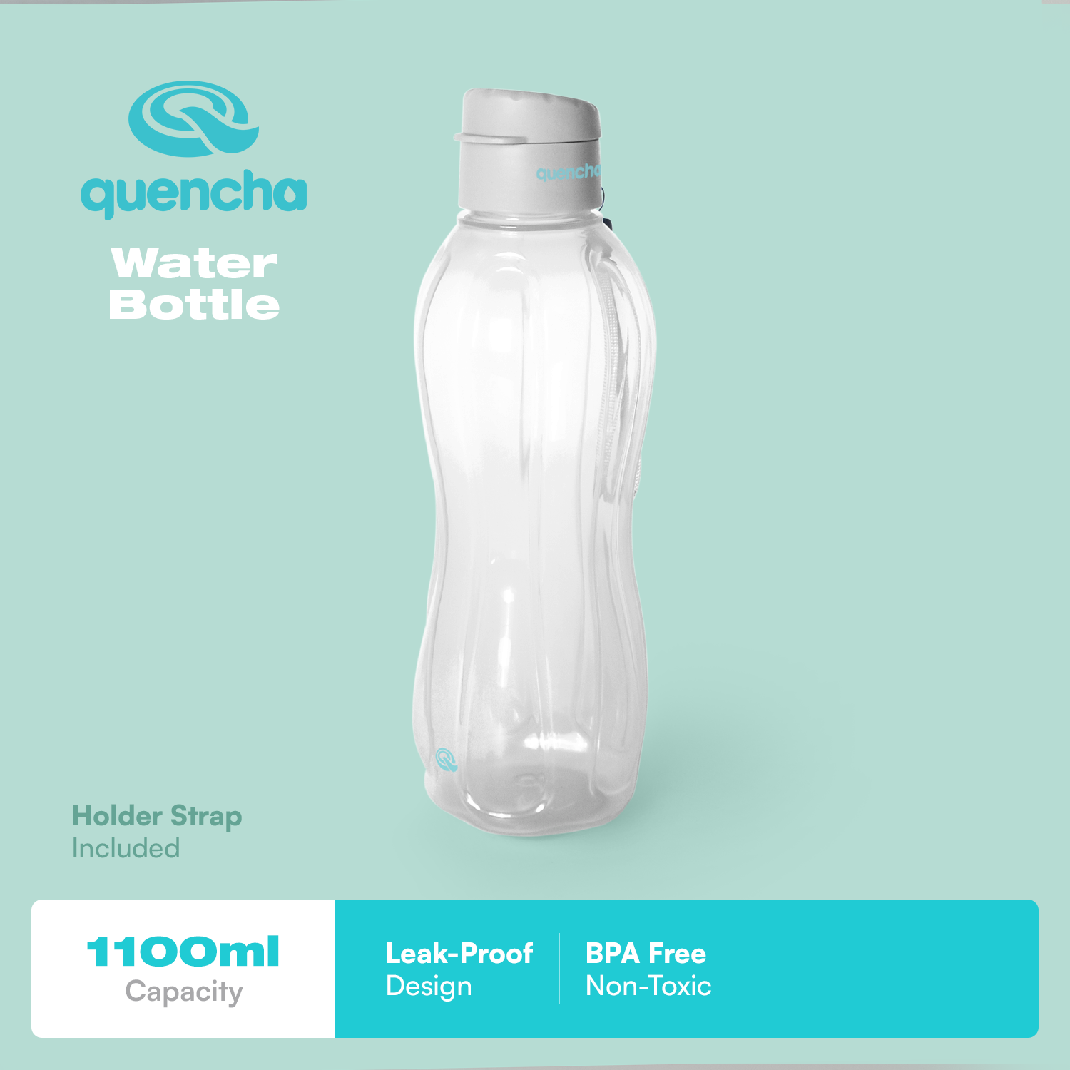 QUENCHA 17oz & 37oz Flip Cap Plastic Water Bottle