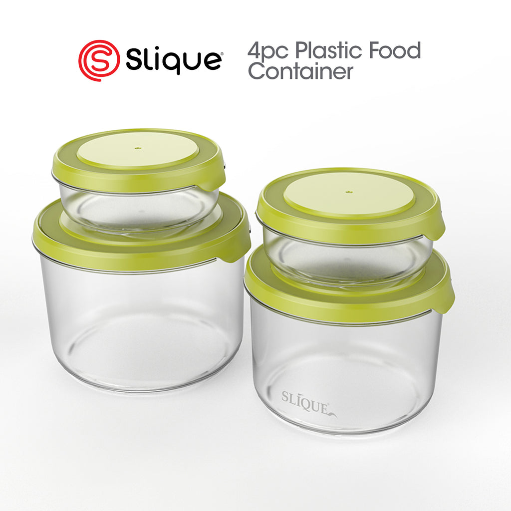 SLIQUE Food Container [Set of 4] Food Canister Food Keeper Food Jar Storage Round