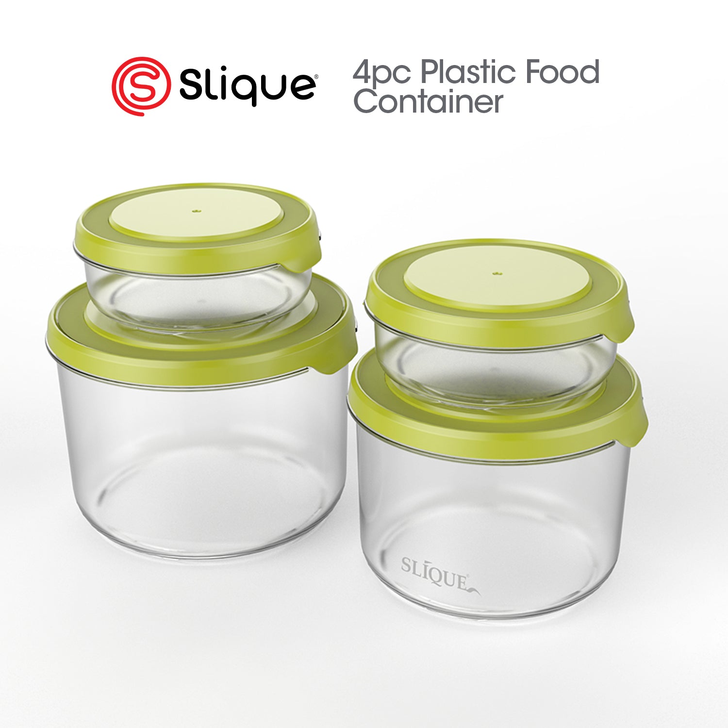 SLIQUE Food Container [Set of 4] Food Canister Food Keeper Food Jar Storage Round