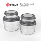 SLIQUE Food Container [Set of 4] Food Canister Food Keeper Food Jar Storage Round