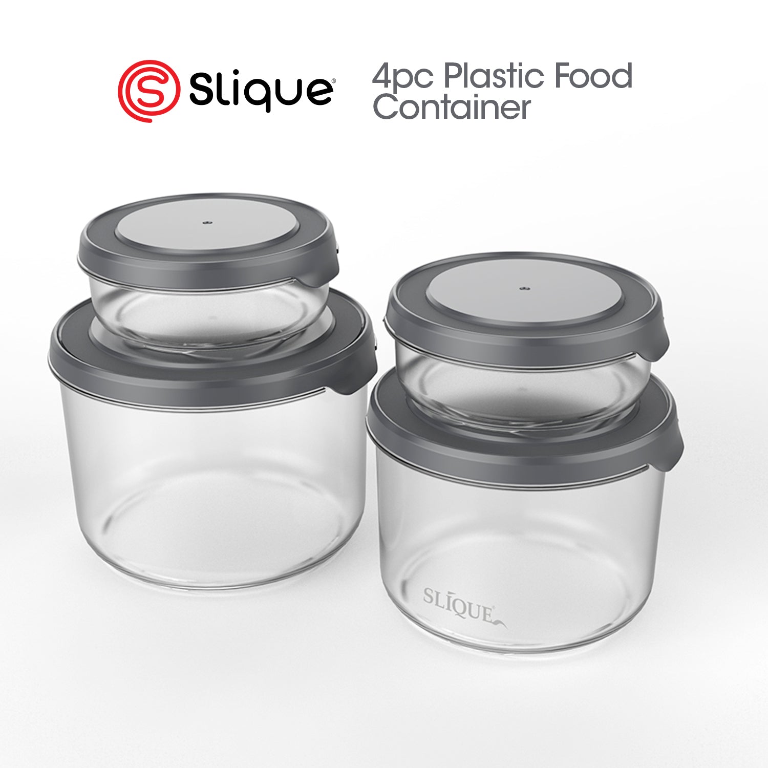 SLIQUE Food Container [Set of 4] Food Canister Food Keeper Food Jar Storage Round