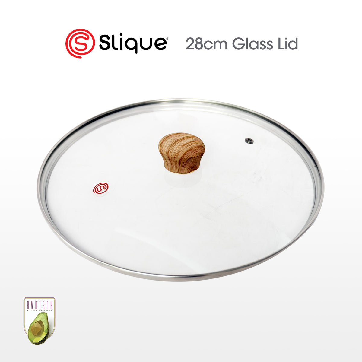 Slique Tempered Glass Lid for Frying Pan Wok Pot Saucepan 20cm 24cm 28cm Cookware Replacement Cover