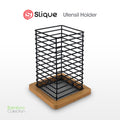 SLIQUE Premium Utensil Holder 12x12x16cm Bamboo Metal Wire Organizer