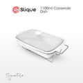 SLIQUE Casserole Serving Dish Rectangle, Signature Porcelain Collection Stand with Candle Burner