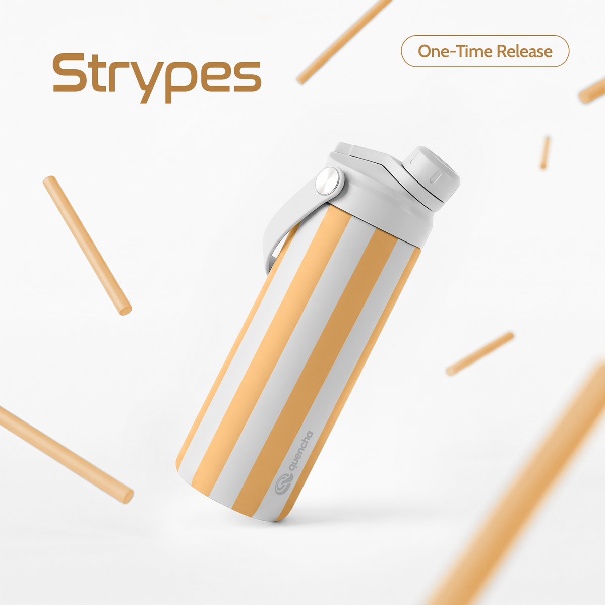 QUENCHA 18.5oz Strypes Limited Edition Vacuum Insulated Stainless Steel Drinking Water Bottle