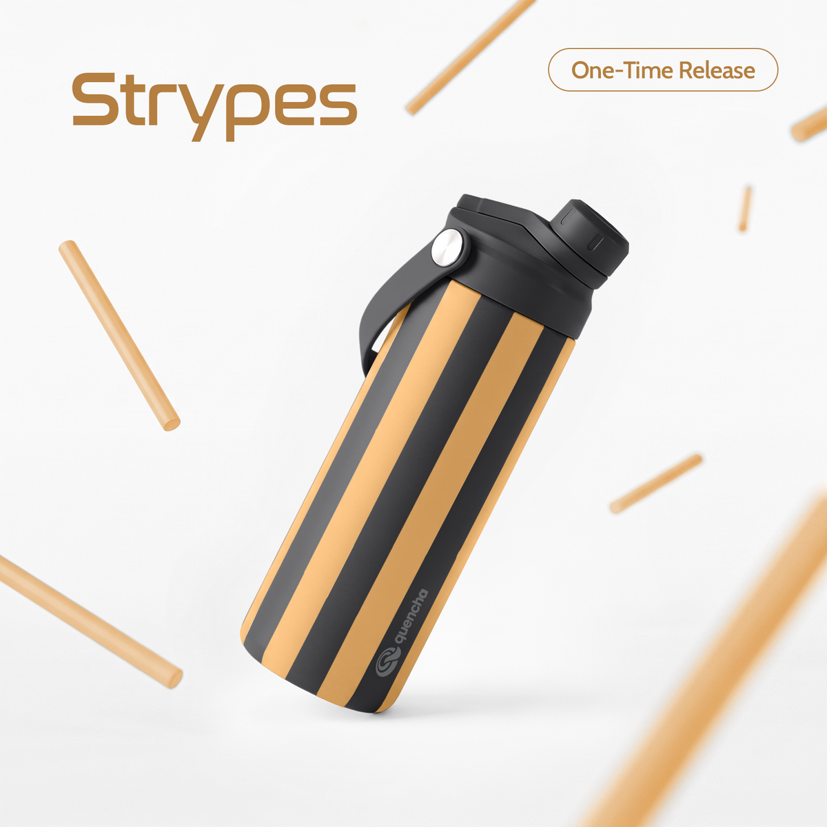 QUENCHA 18.5oz Strypes Limited Edition Vacuum Insulated Stainless Steel Drinking Water Bottle