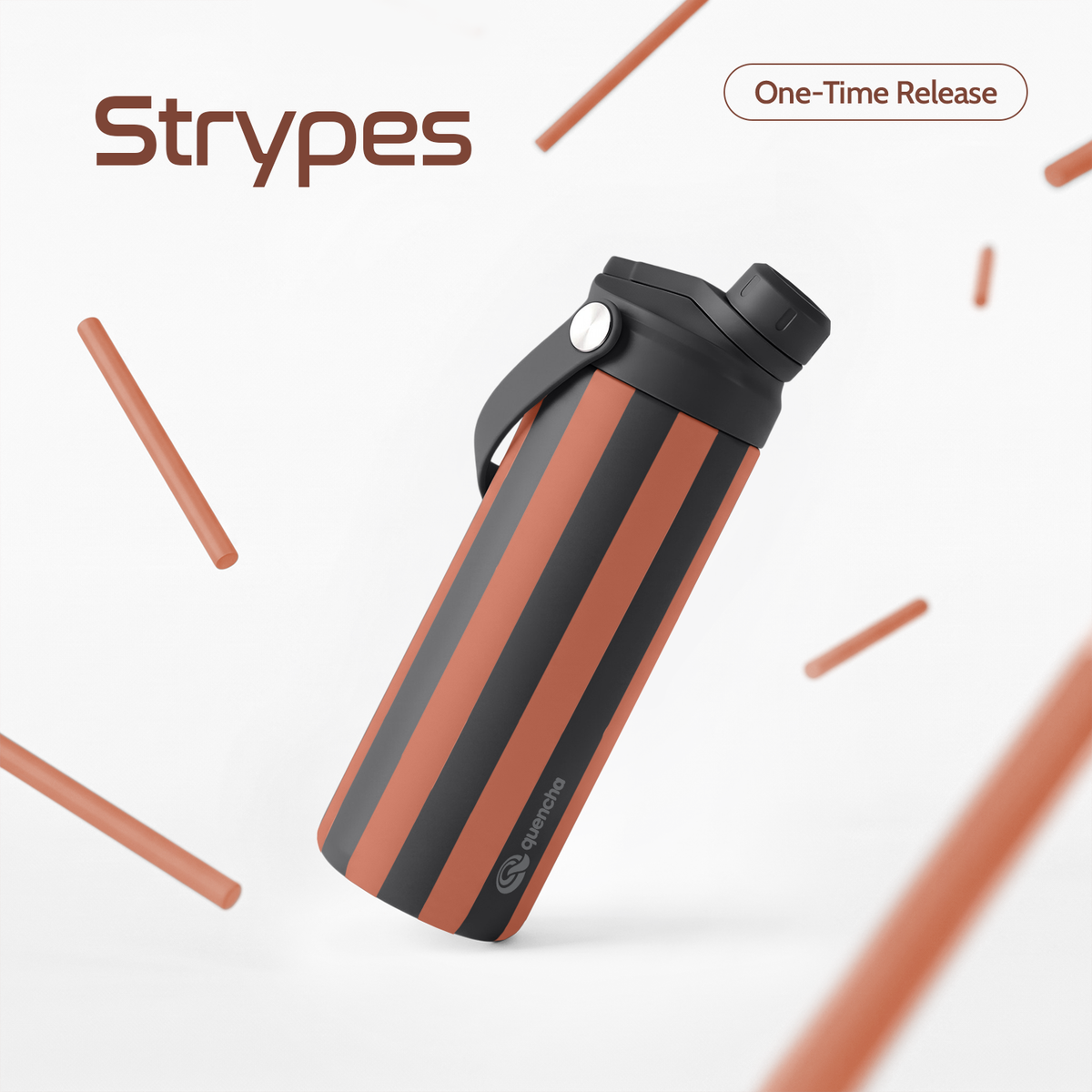 QUENCHA 18.5oz Strypes Limited Edition Vacuum Insulated Stainless Steel Drinking Water Bottle