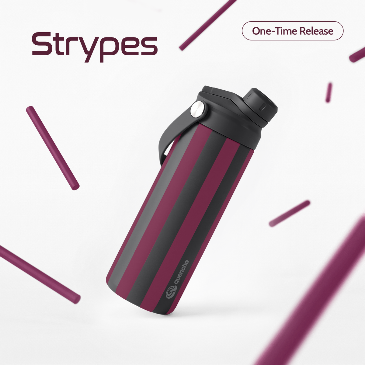 QUENCHA 18.5oz Strypes Limited Edition Vacuum Insulated Stainless Steel Drinking Water Bottle