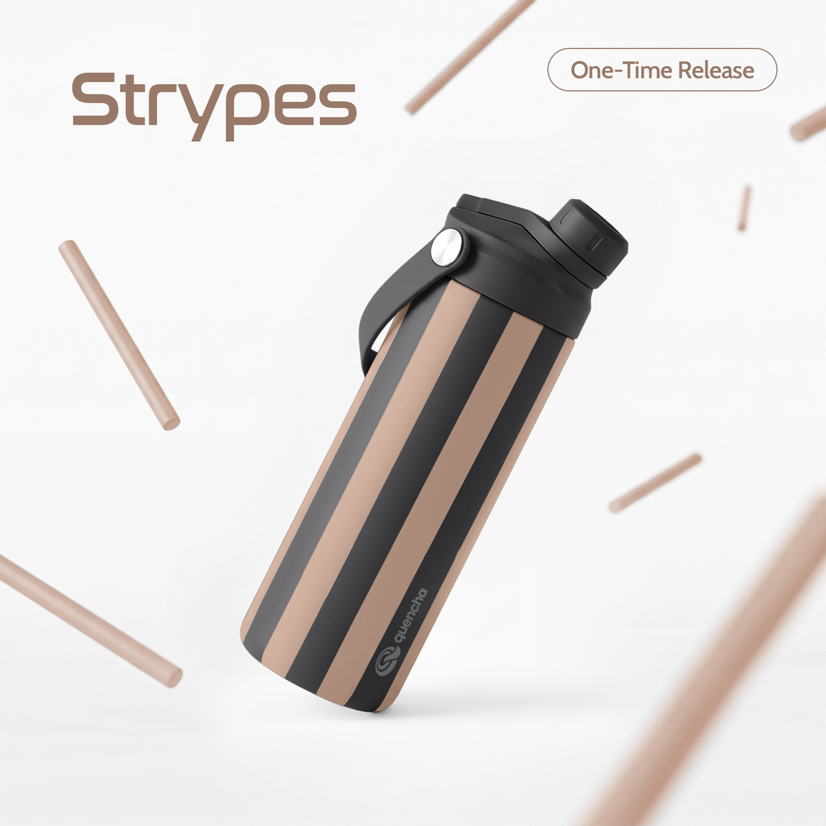 QUENCHA 18.5oz Strypes Limited Edition Vacuum Insulated Stainless Steel Drinking Water Bottle