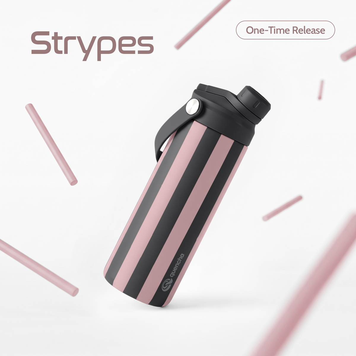 QUENCHA 18.5oz Strypes Limited Edition Vacuum Insulated Stainless Steel Drinking Water Bottle
