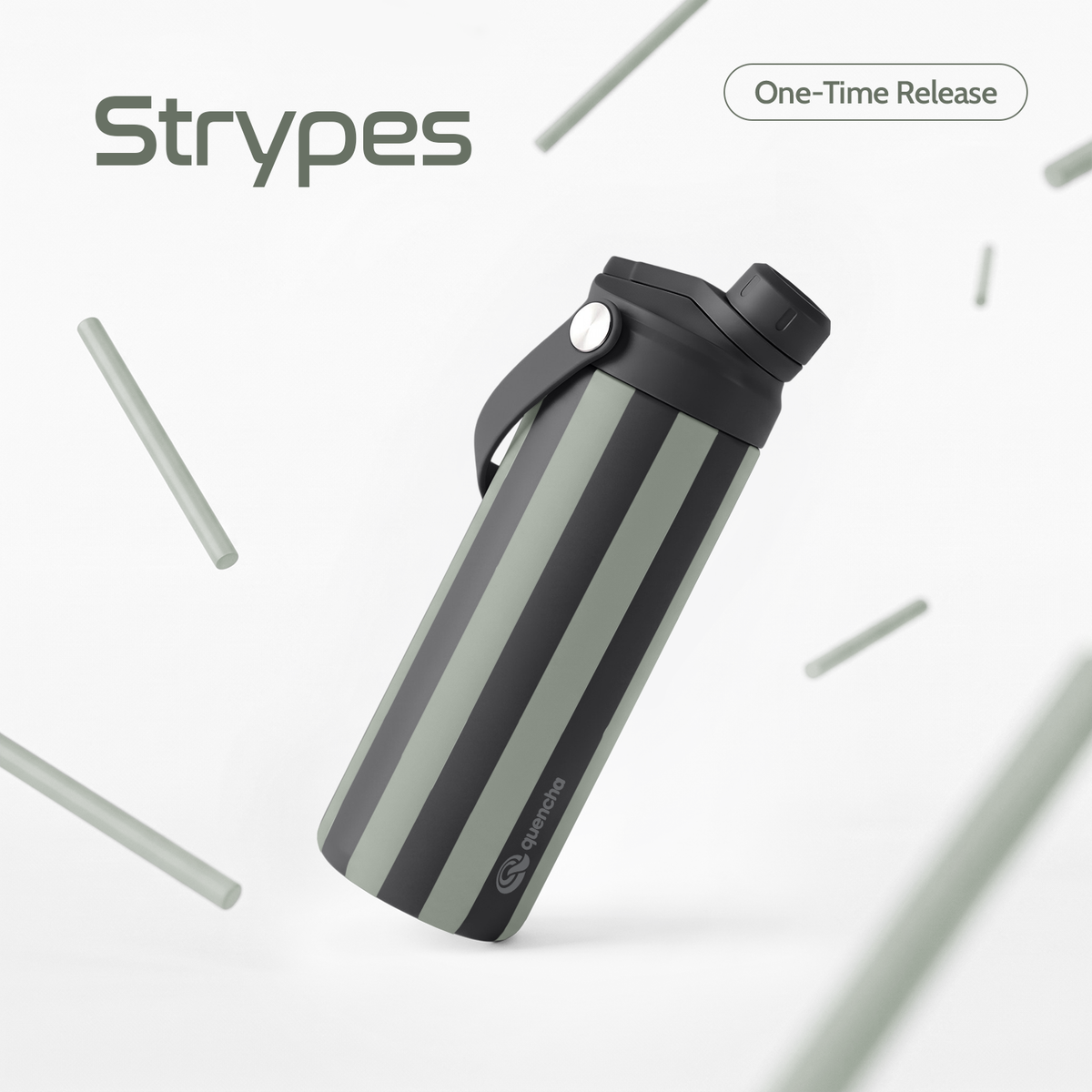QUENCHA 18.5oz Strypes Limited Edition Vacuum Insulated Stainless Steel Drinking Water Bottle