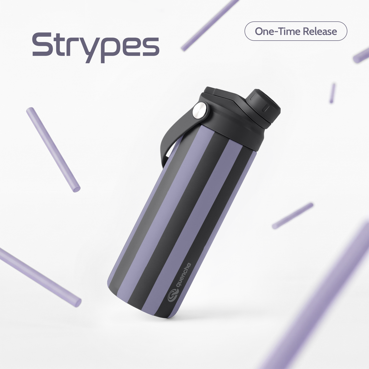QUENCHA 18.5oz Strypes Limited Edition Vacuum Insulated Stainless Steel Drinking Water Bottle