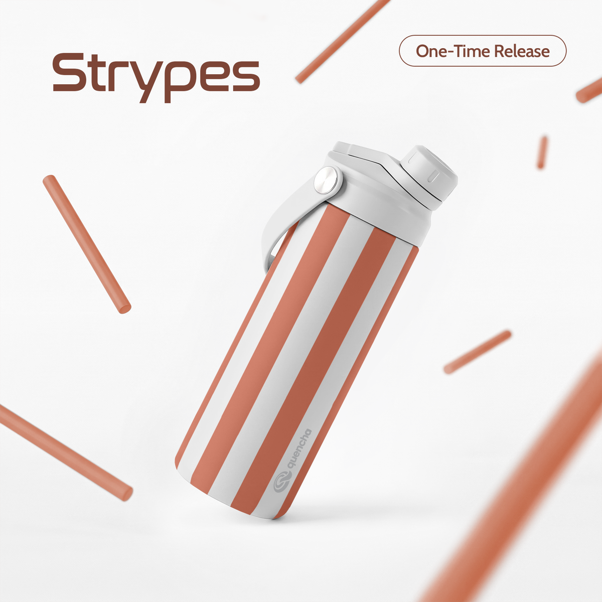 QUENCHA 18.5oz Strypes Limited Edition Vacuum Insulated Stainless Steel Drinking Water Bottle