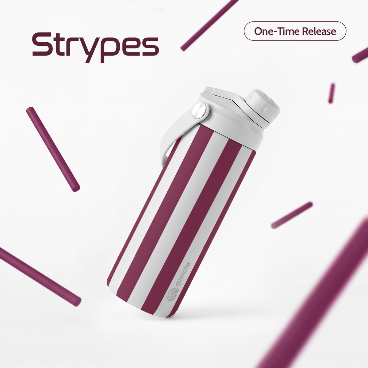 QUENCHA 18.5oz Strypes Limited Edition Vacuum Insulated Stainless Steel Drinking Water Bottle