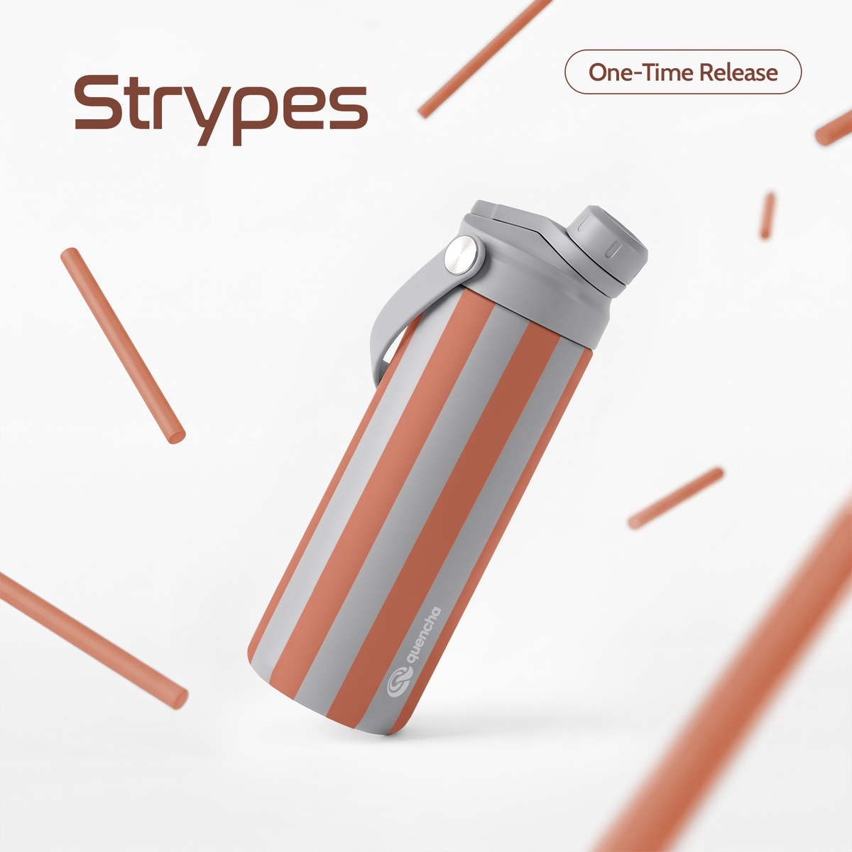 QUENCHA 18.5oz Strypes Limited Edition Vacuum Insulated Stainless Steel Drinking Water Bottle