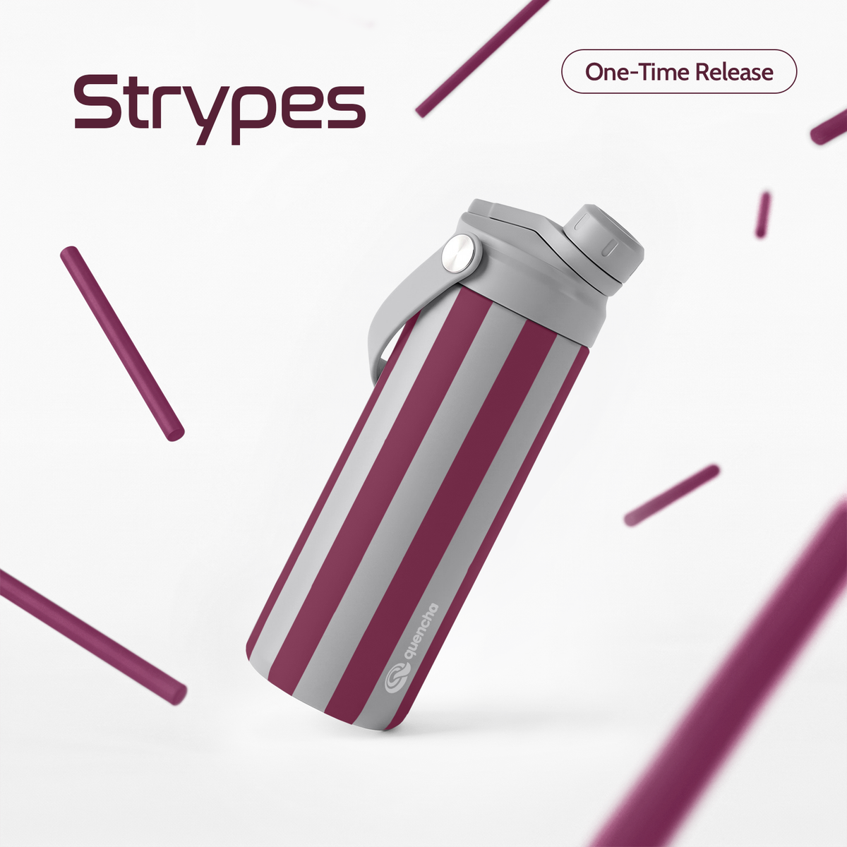 QUENCHA 18.5oz Strypes Limited Edition Vacuum Insulated Stainless Steel Drinking Water Bottle