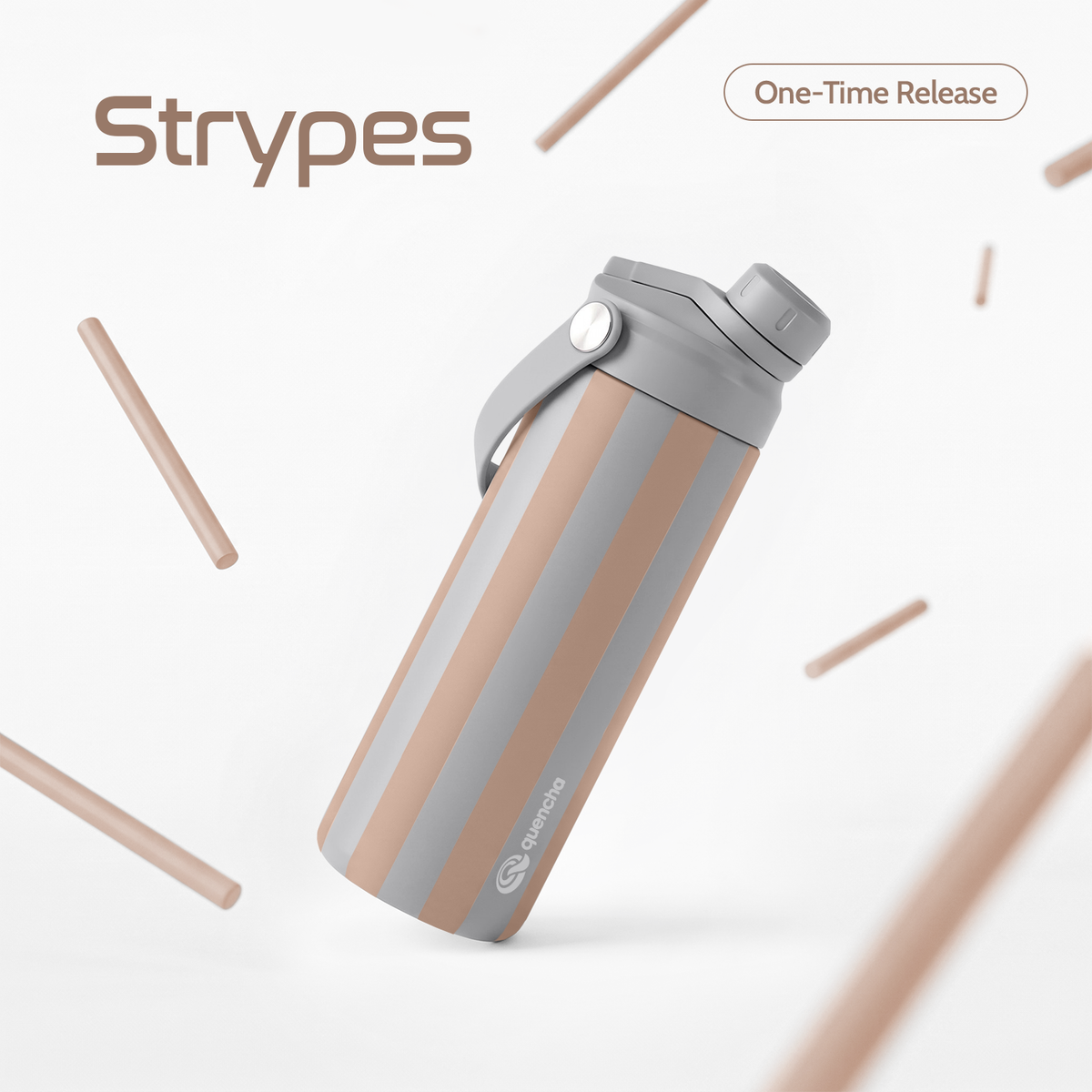 QUENCHA 18.5oz Strypes Limited Edition Vacuum Insulated Stainless Steel Drinking Water Bottle