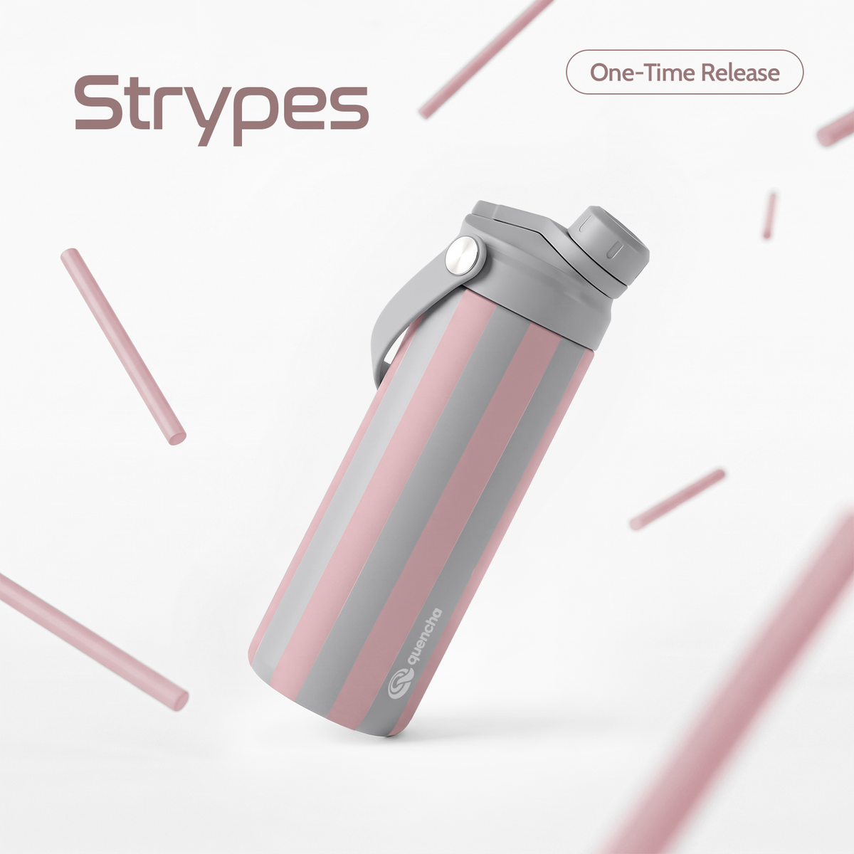 QUENCHA 18.5oz Strypes Limited Edition Vacuum Insulated Stainless Steel Drinking Water Bottle