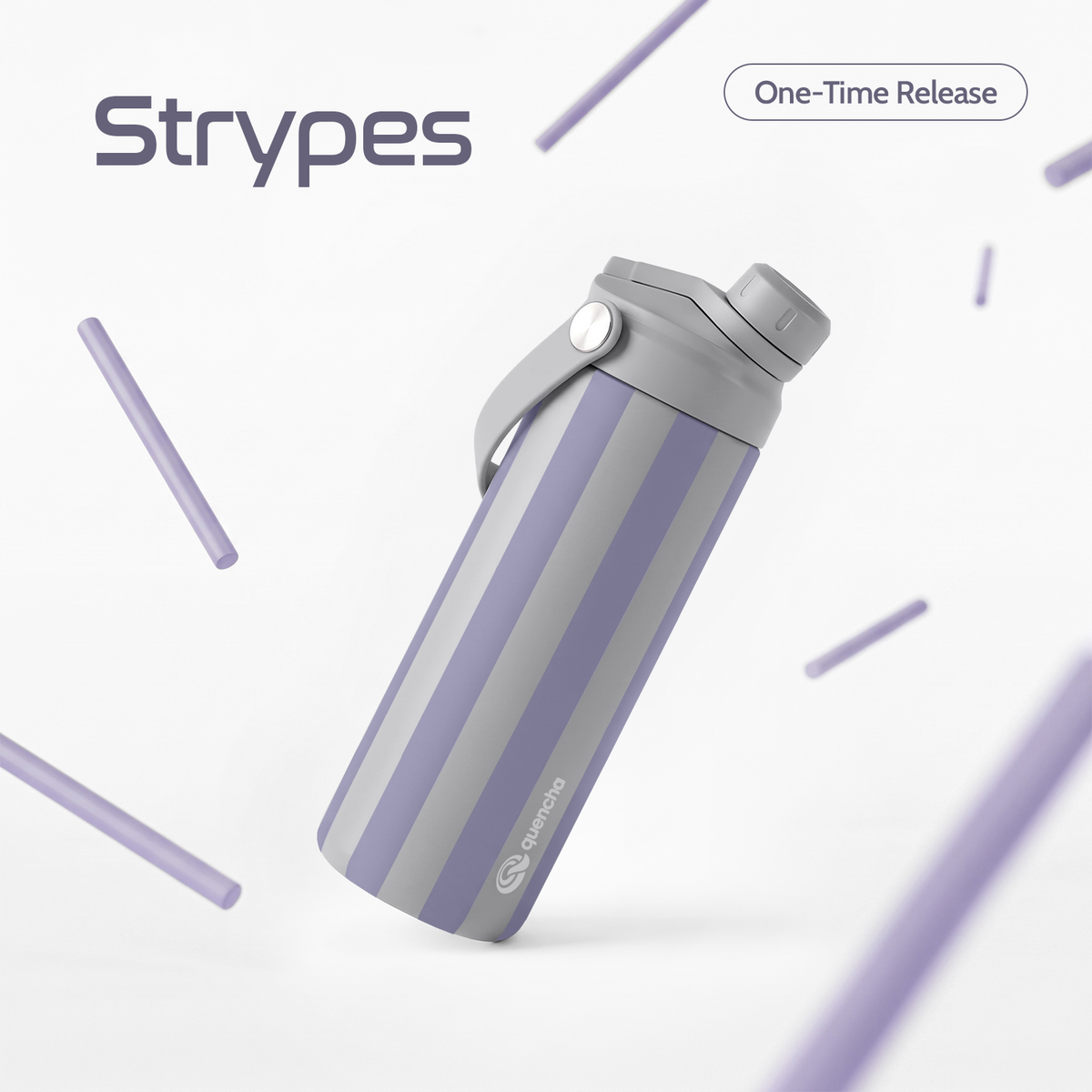 QUENCHA 18.5oz Strypes Limited Edition Vacuum Insulated Stainless Steel Drinking Water Bottle