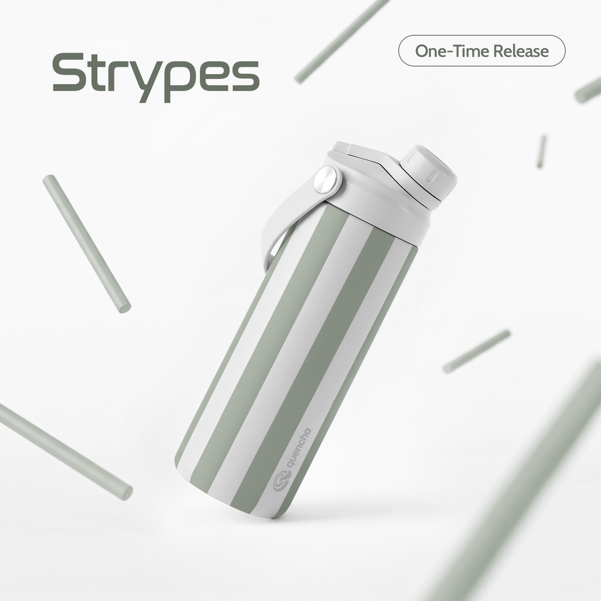 QUENCHA 18.5oz Strypes Limited Edition Vacuum Insulated Stainless Steel Drinking Water Bottle