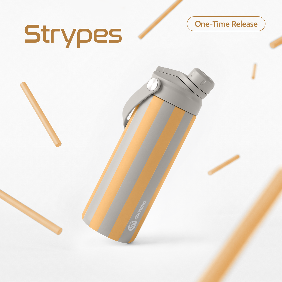 QUENCHA 18.5oz Strypes Limited Edition Vacuum Insulated Stainless Steel Drinking Water Bottle