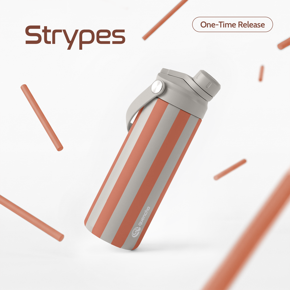QUENCHA 18.5oz Strypes Limited Edition Vacuum Insulated Stainless Steel Drinking Water Bottle