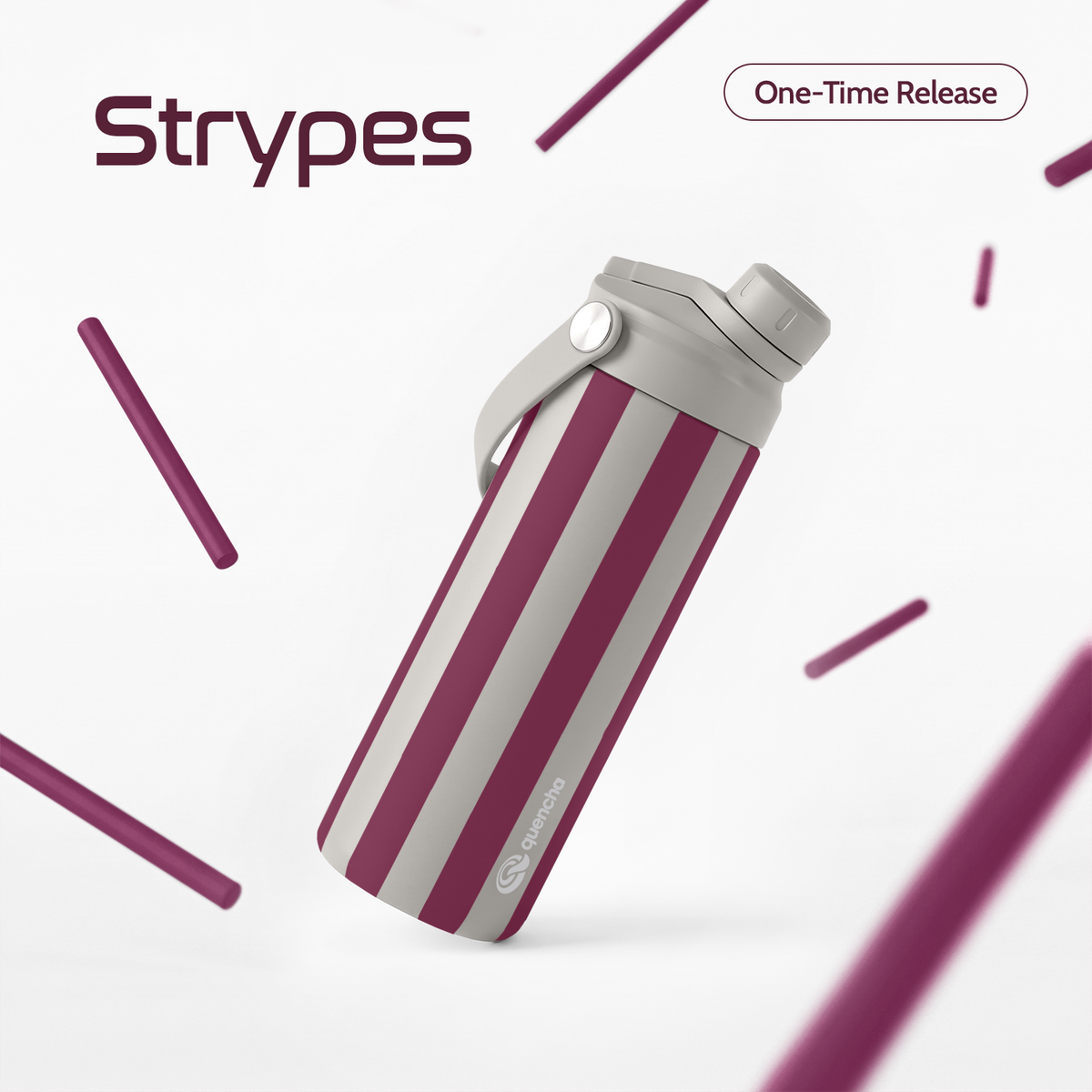 QUENCHA 18.5oz Strypes Limited Edition Vacuum Insulated Stainless Steel Drinking Water Bottle