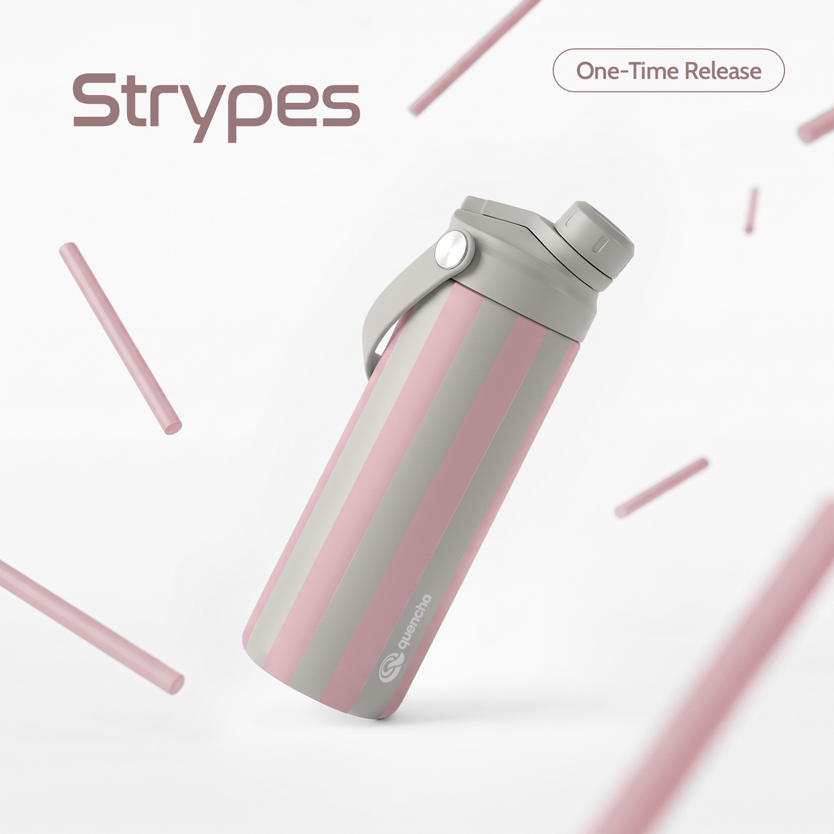 QUENCHA 18.5oz Strypes Limited Edition Vacuum Insulated Stainless Steel Drinking Water Bottle