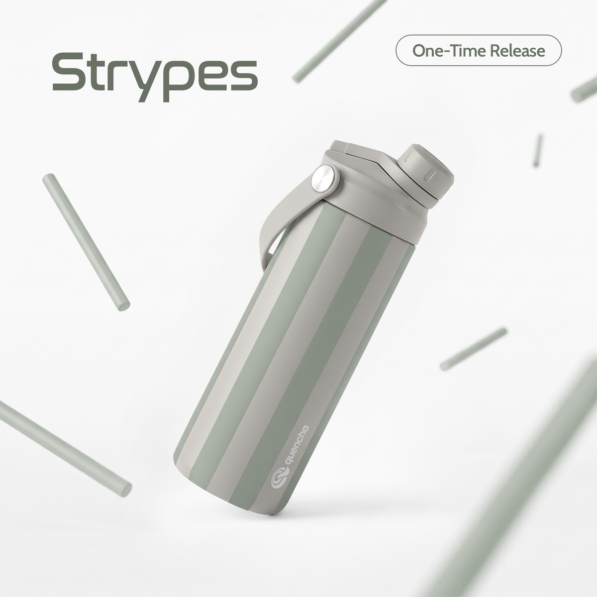 QUENCHA 18.5oz Strypes Limited Edition Vacuum Insulated Stainless Steel Drinking Water Bottle