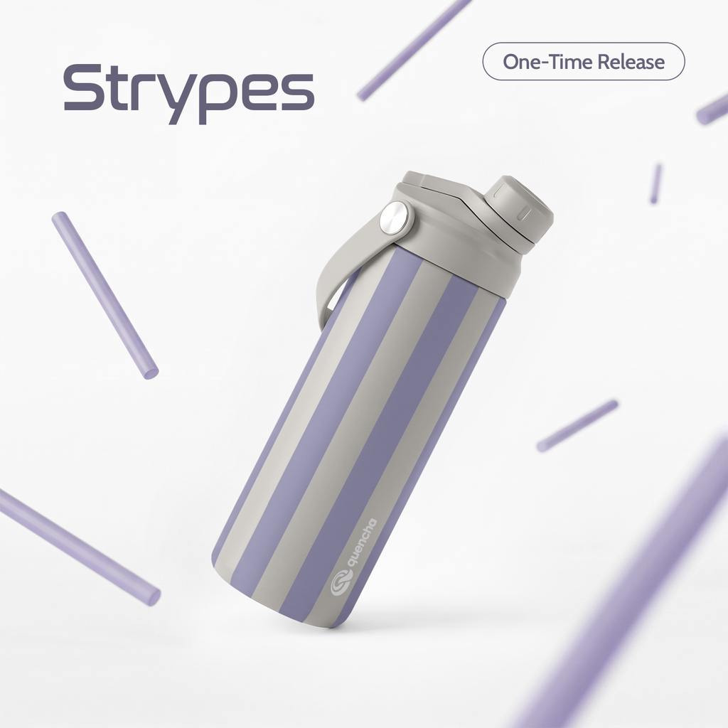 QUENCHA 18.5oz Strypes Limited Edition Vacuum Insulated Stainless Steel Drinking Water Bottle