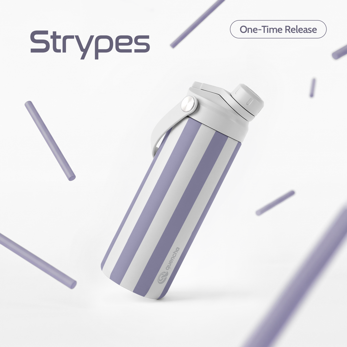 QUENCHA 18.5oz Strypes Limited Edition Vacuum Insulated Stainless Steel Drinking Water Bottle