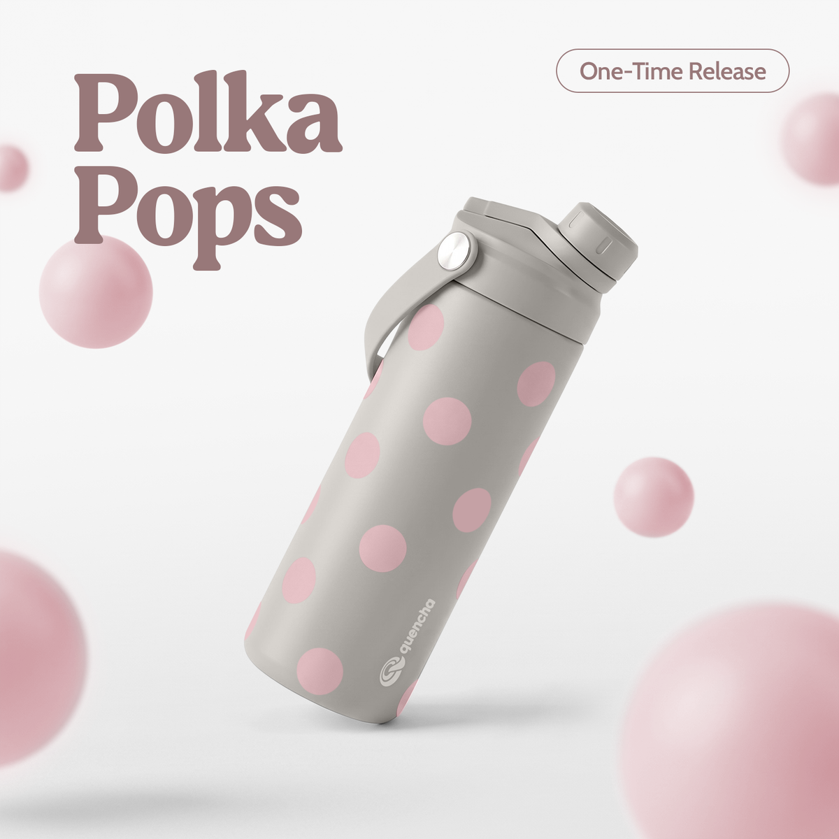 QUENCHA 18.5oz Polka Pops Limited Edition Vacuum Insulated Stainless Steel Drinking Water Bottle