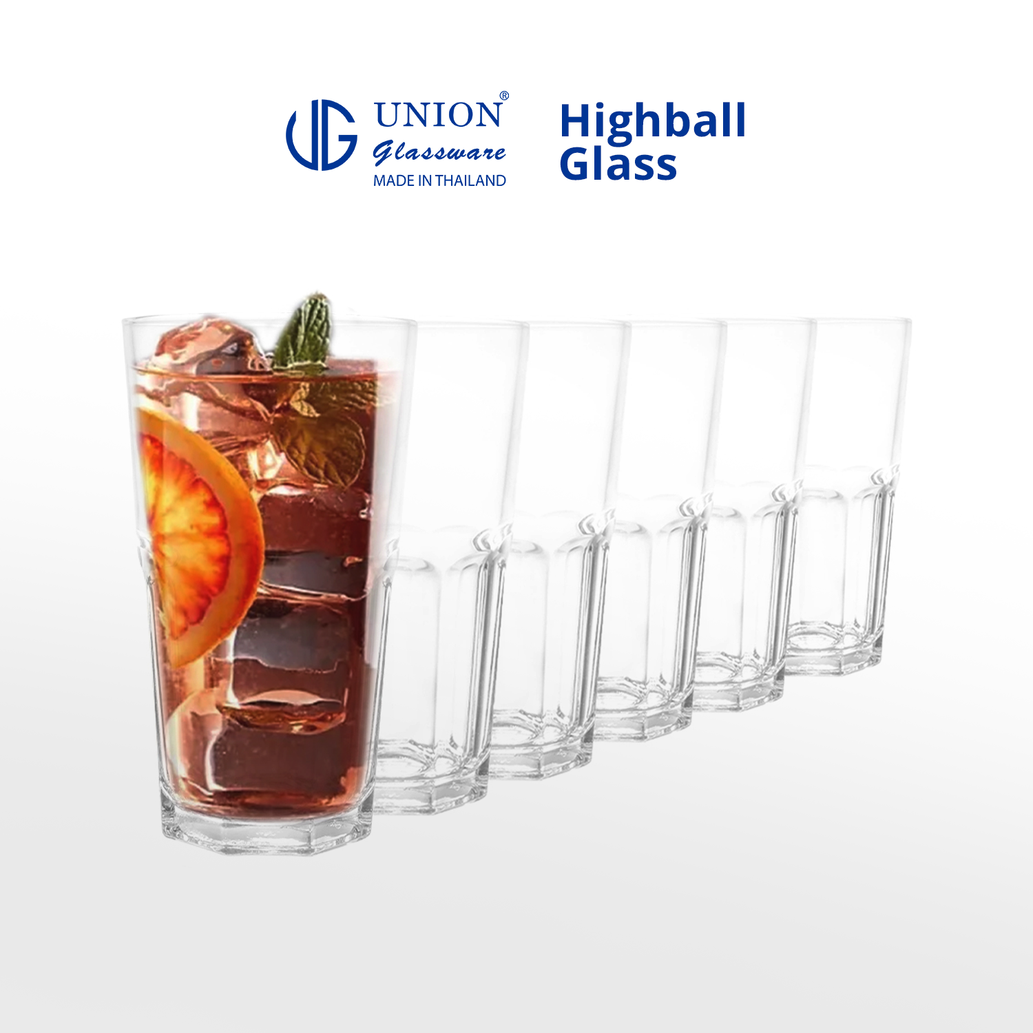 UNION GLASS Thailand Premium Clear Glass Rock Glass 420ml Set of 6
