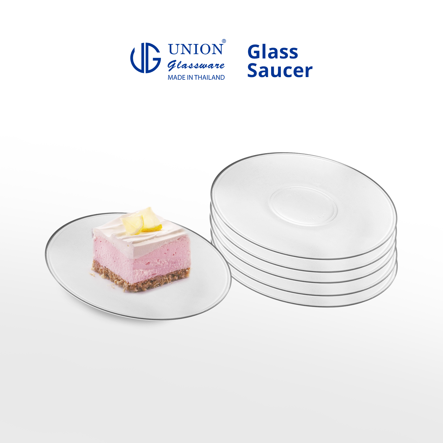 UNION GLASS Thailand Premium Clear Glass Saucer 140ml |  4.7oz | 6inches Set of 6