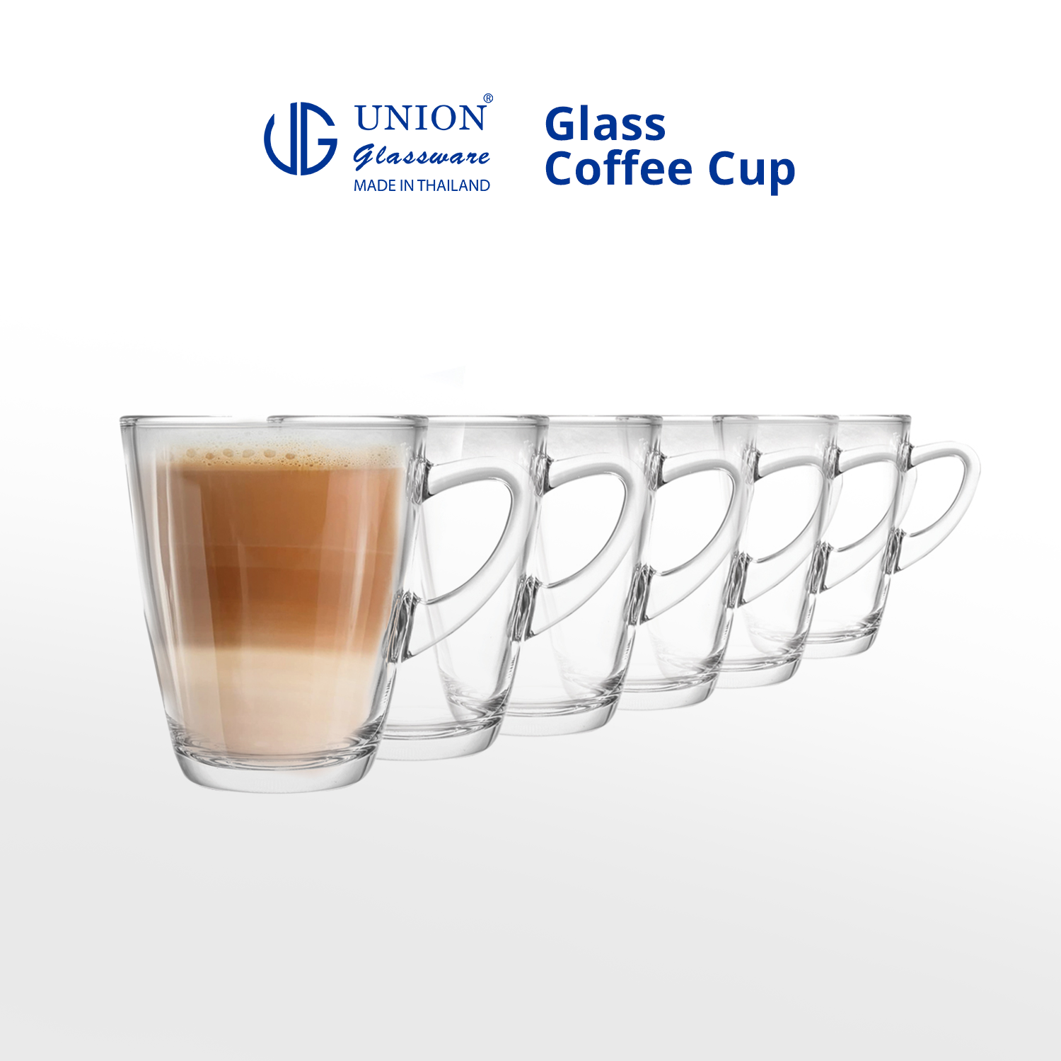 UNION GLASS Thailand Premium Clear Glass Cup Coffee, Tea, Hot Chocolate, Milk 305ml