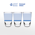 UNION GLASS Thailand Premium Printed Glass Limited Edition Design Water, Juice, Soda Glass 445ml | 16oz Set of 3