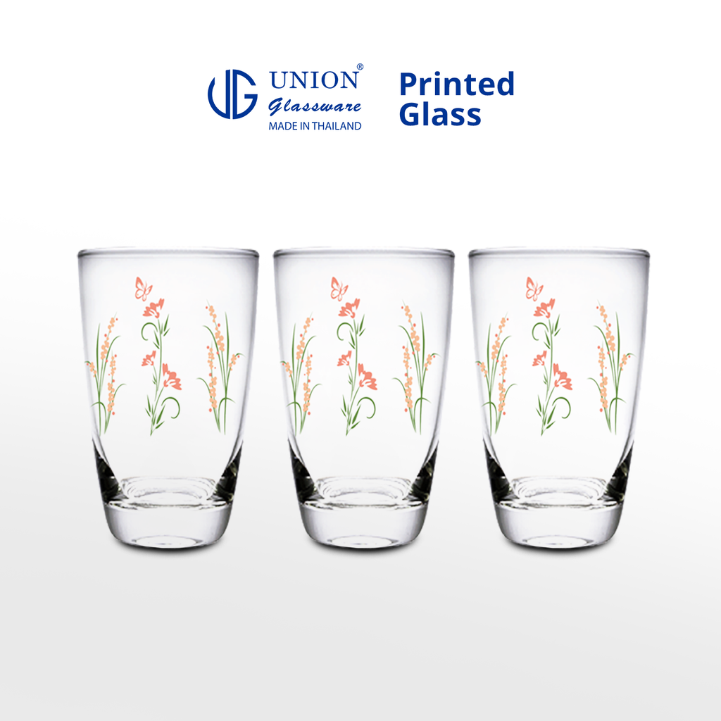 UNION GLASS Thailand Premium Printed Glass Limited Edition Design Water Glass 445ml | 16oz Set of 3