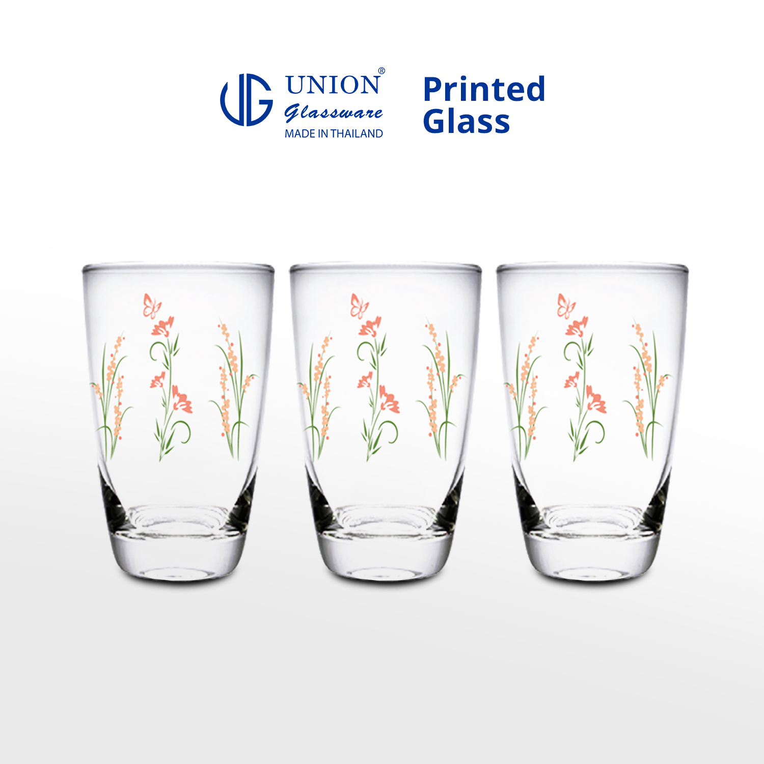 UNION GLASS Thailand Premium Printed Glass Limited Edition Design Water Glass 445ml | 16oz Set of 3