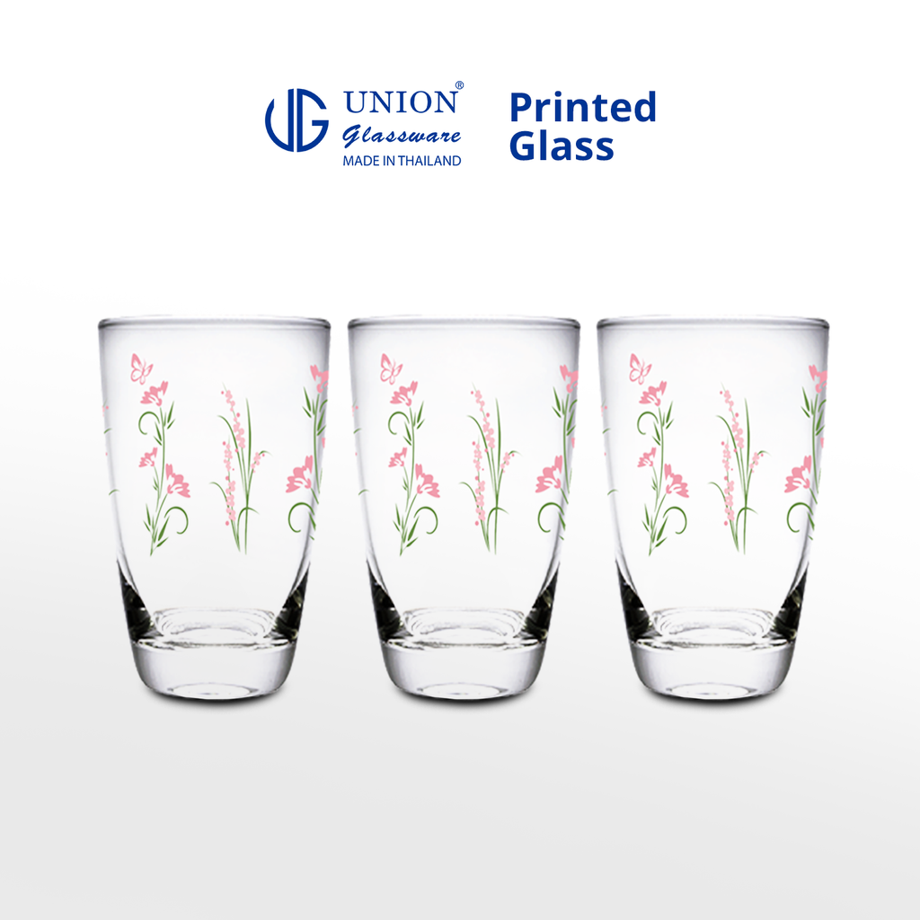 UNION GLASS Thailand Premium Printed Glass Limited Edition Design Water Glass 445ml | 16oz Set of 3