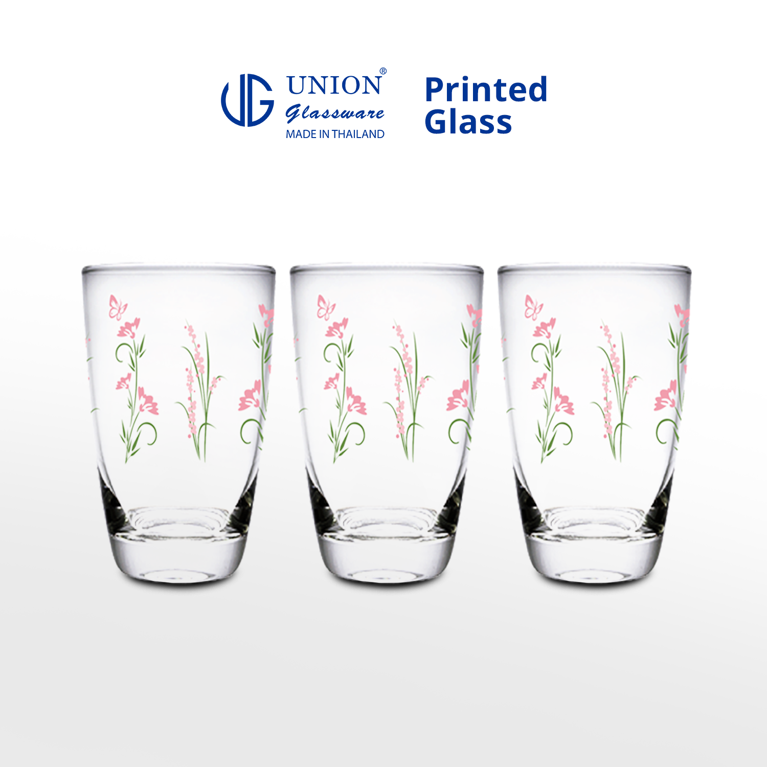 UNION GLASS Thailand Premium Printed Glass Limited Edition Design Water Glass 445ml | 16oz Set of 3