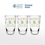 UNION GLASS Thailand Premium Printed Glass Limited Edition Design Water, Juice, Soda Glass 445ml | 16oz Set of 3