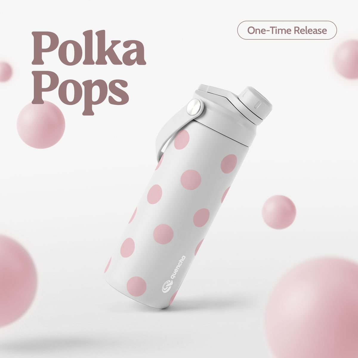 QUENCHA 18.5oz Polka Pops Limited Edition Vacuum Insulated Stainless Steel Drinking Water Bottle