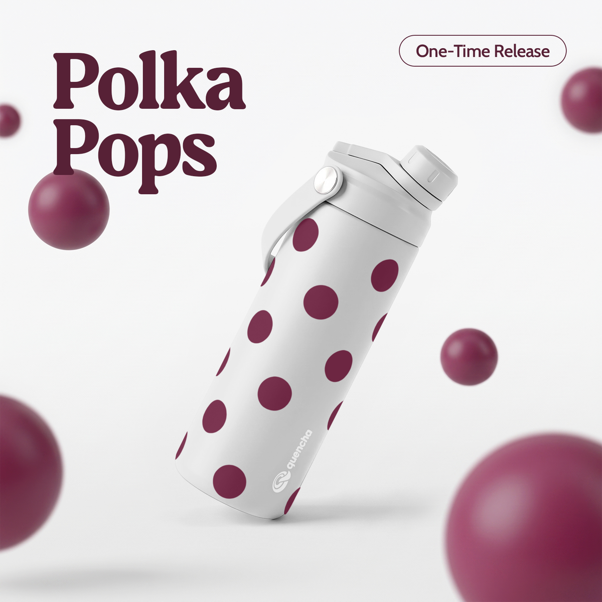 QUENCHA 18.5oz Polka Pops Limited Edition Vacuum Insulated Stainless Steel Drinking Water Bottle