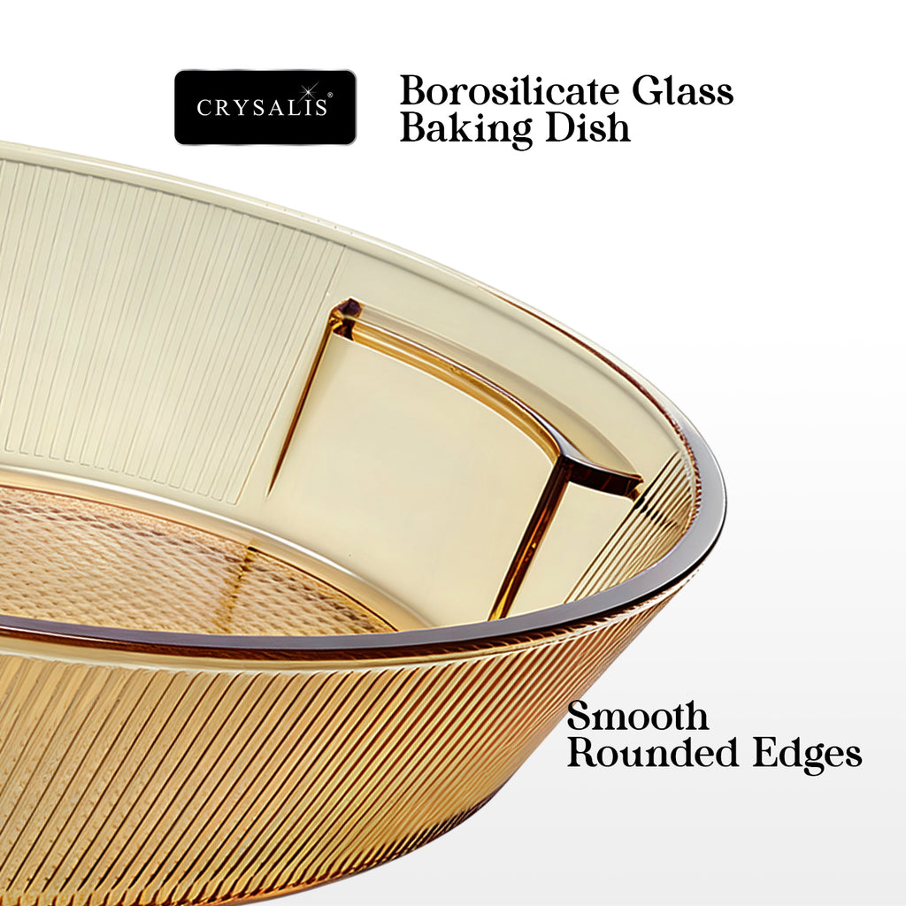 Crysalis Amber Luxe Borosilicate Glass Baking Dish Oven Safe Casserole Lasagna Bakeware