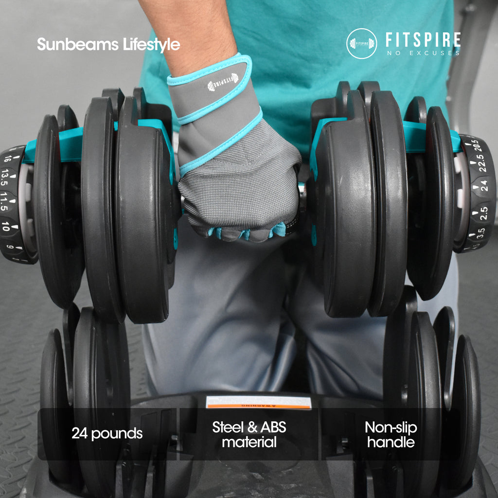 FITSPIRE Adjustable Dumbbell Weight lift Dumbbell Exercise Fitness Strength Training Workout Equipment