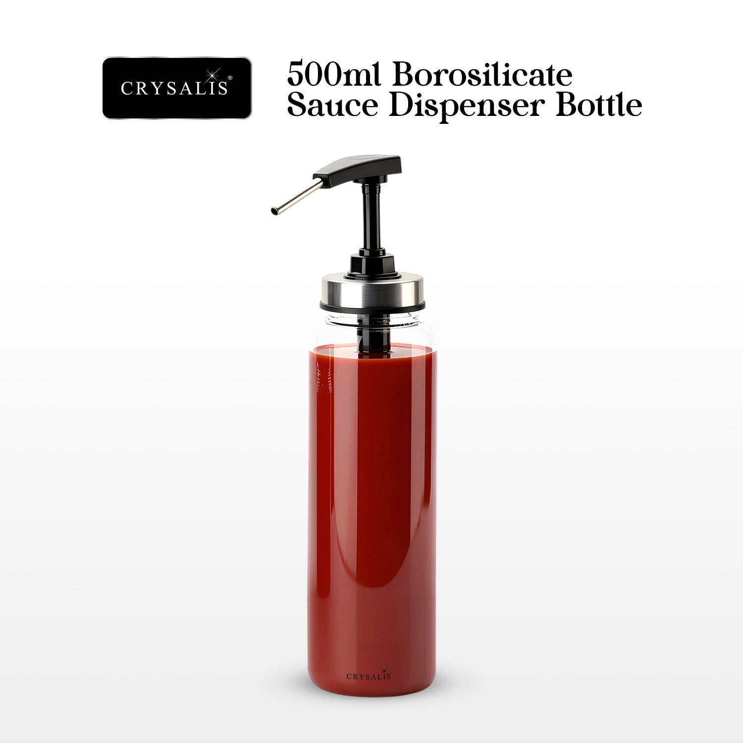 CRYSALIS Borosilicate Condiments Bottle (Sauce Dispenser, Oil & Vinegar) with Premium Durable Features