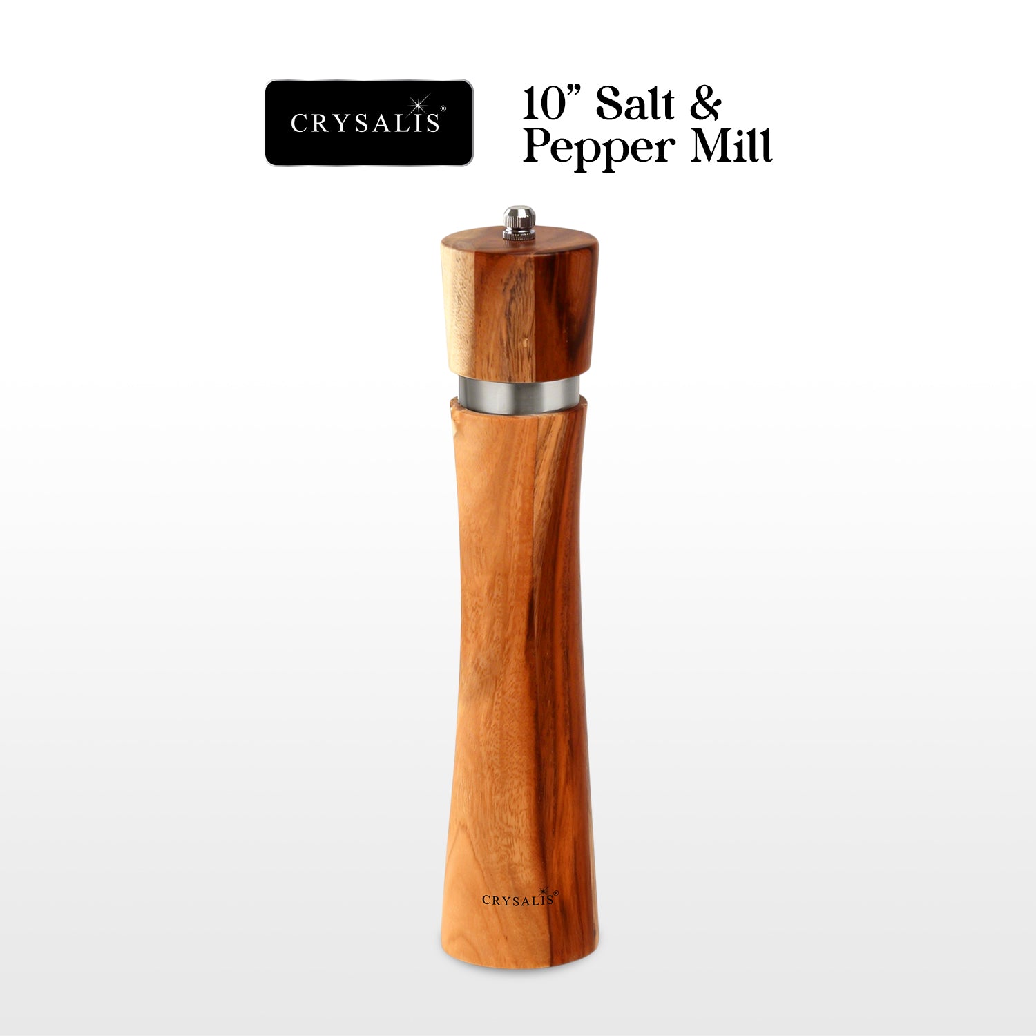 CRYSALIS Salt & Pepper Mill Manual Grinder Spice Container Seasoning Bottle Spice Storage Shaker Acacia Wood