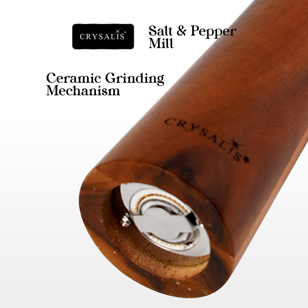 CRYSALIS Salt & Pepper Mill Manual Grinder Spice Container Seasoning Bottle Spice Storage Shaker Acacia Wood