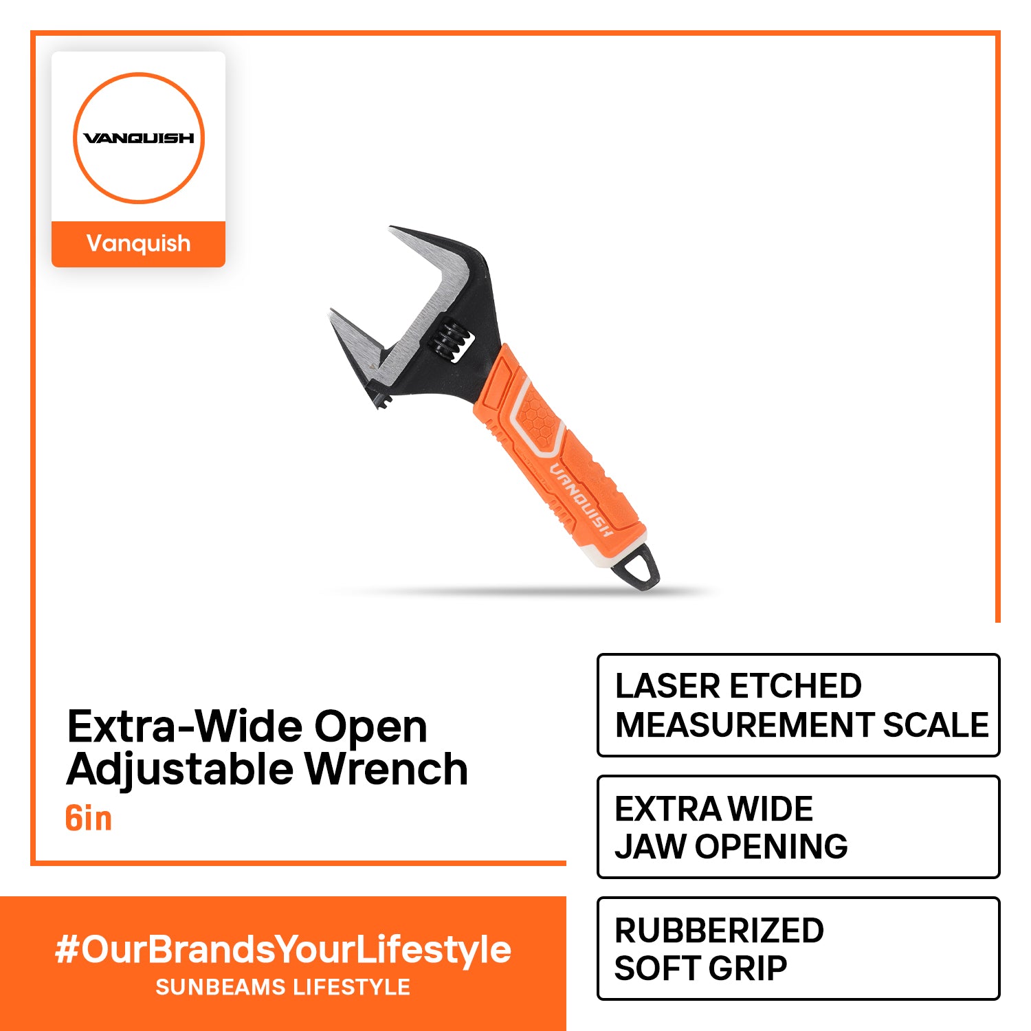 VANQUISH Premium | Heavy Duty | Professional Extra Wide Open Adjustable Wrench